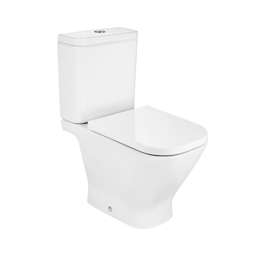 Product cut out image of the Roca The Gap Square Close Coupled Open Back Toilet